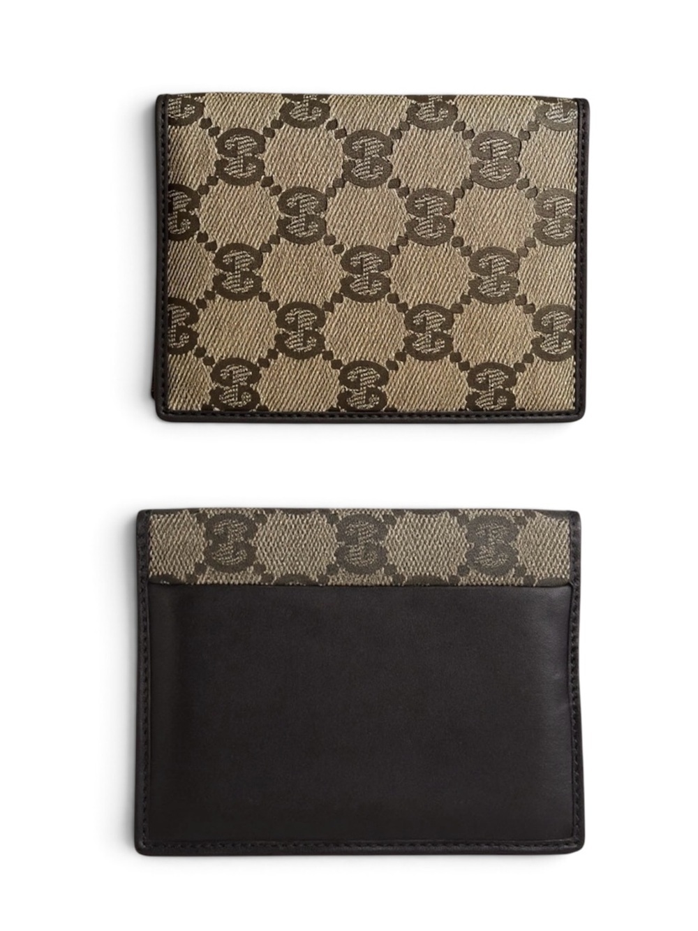 Gucci GG Monogram Wallet Brown Canvas Leather Vintage Authentic